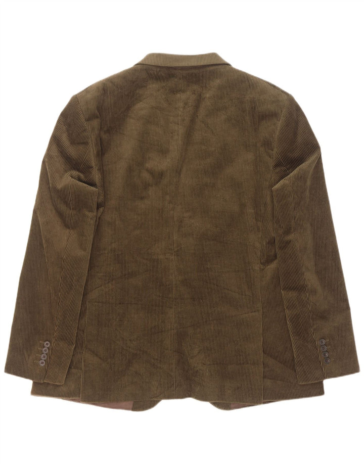 Marks & Spencer Mens 2 Button Corduroy Blazer Jacket UK 40 Large Khaki