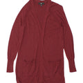 MOSSIMO Womens Longline Open Cardigan Sweater UK 12 Medium Burgundy Nylon Vintage Mossimo and Second-Hand Mossimo from Messina Hembry 