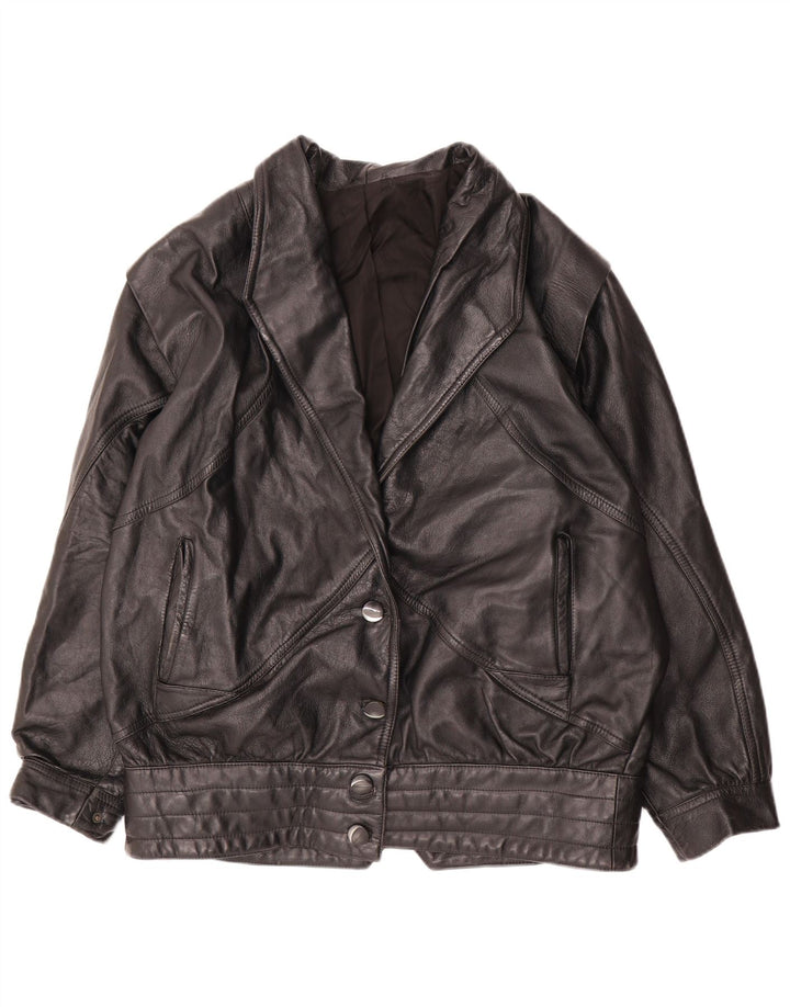 PELLETTERIA Womens Leather Jacket UK 20 2XL Black Leather