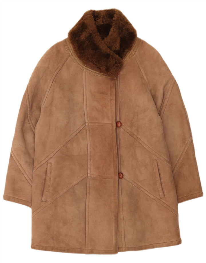 SMALBY Womens Oversized Shearling Coat UK 18 XL Brown