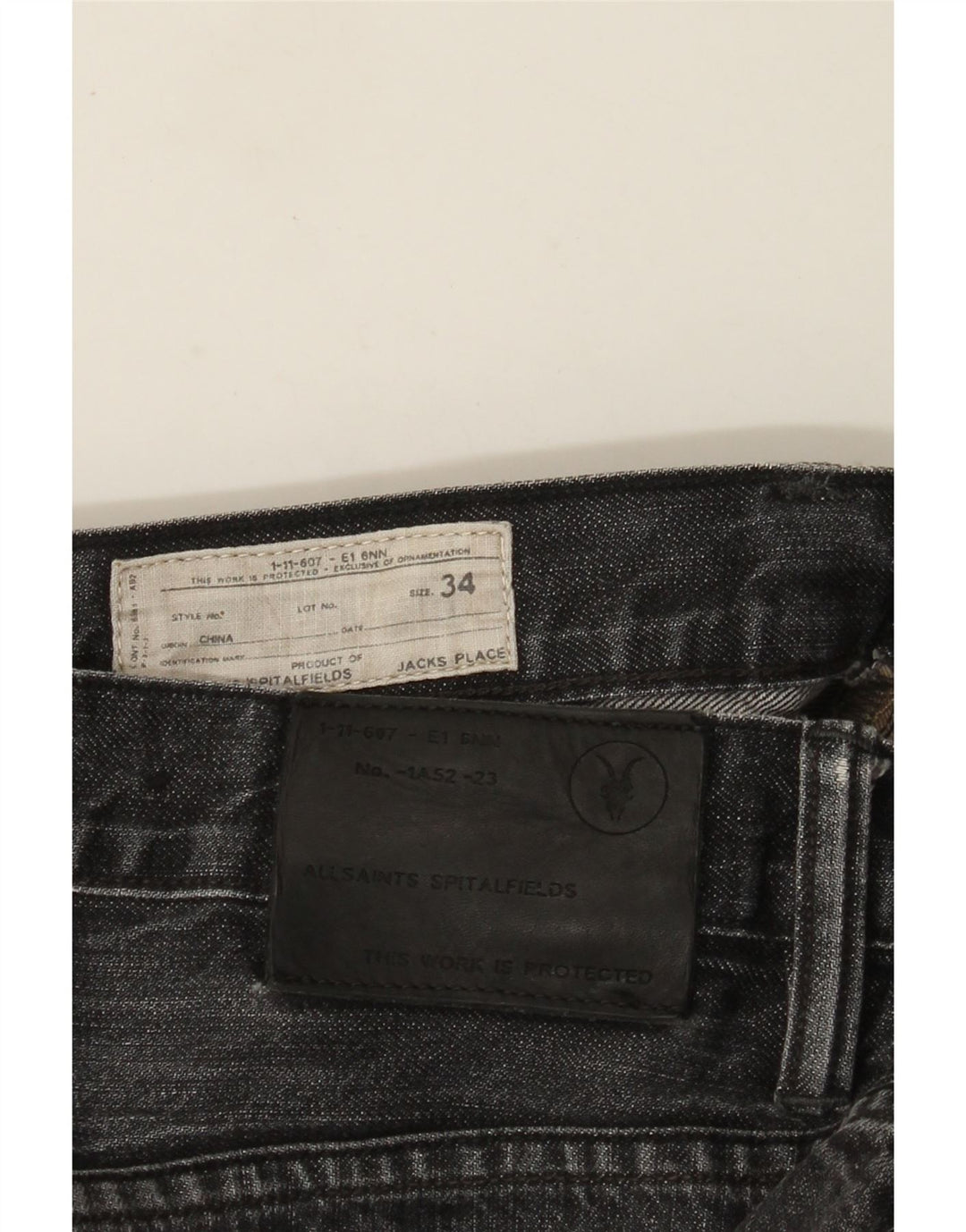 All Saints Mens Slim Jeans W34 L27 Black Cotton