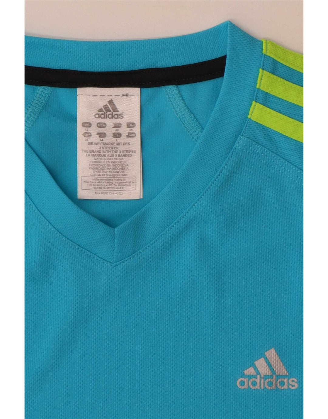 Adidas Damen T-Shirt Top UK 12 Mittelblaues Polyester