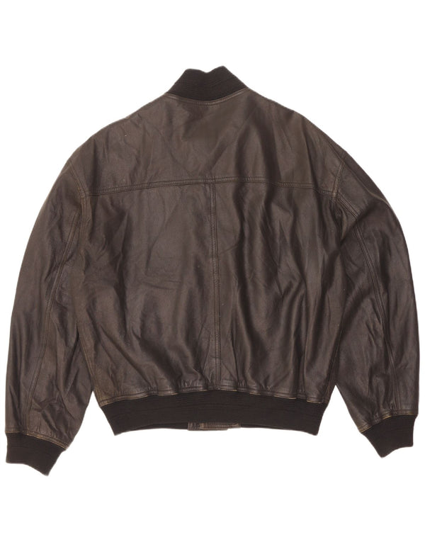 Vintage Ανδρικό Bomber Δερμάτινο Μπουφάν IT 46 Small Black Leather