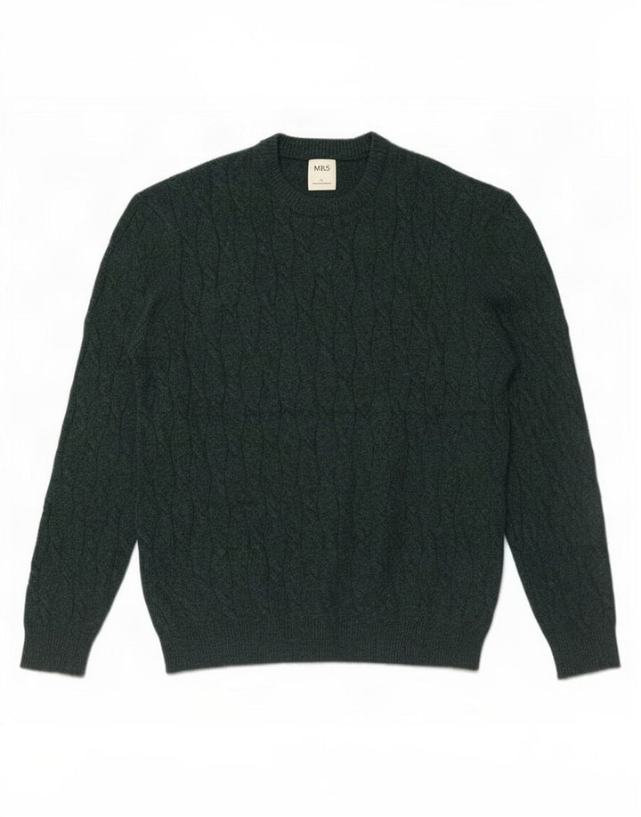 Suéter masculino Marks & Spencer com gola redonda, grande poliamida verde