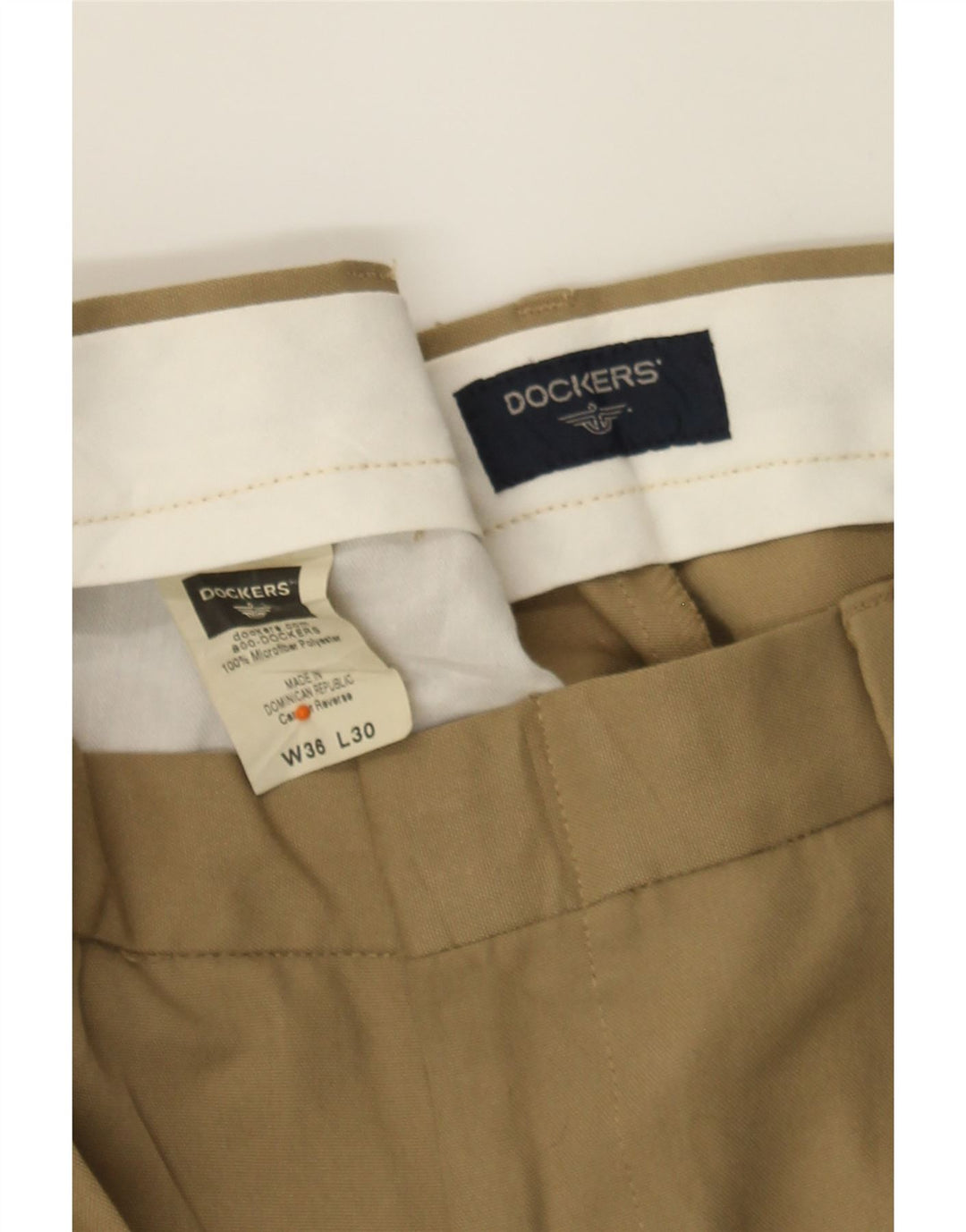 DOCKERS Mens Pegged Casual Trousers W36 L30 Beige Polyester Vintage Dockers and Second-Hand Dockers from Messina Hembry 