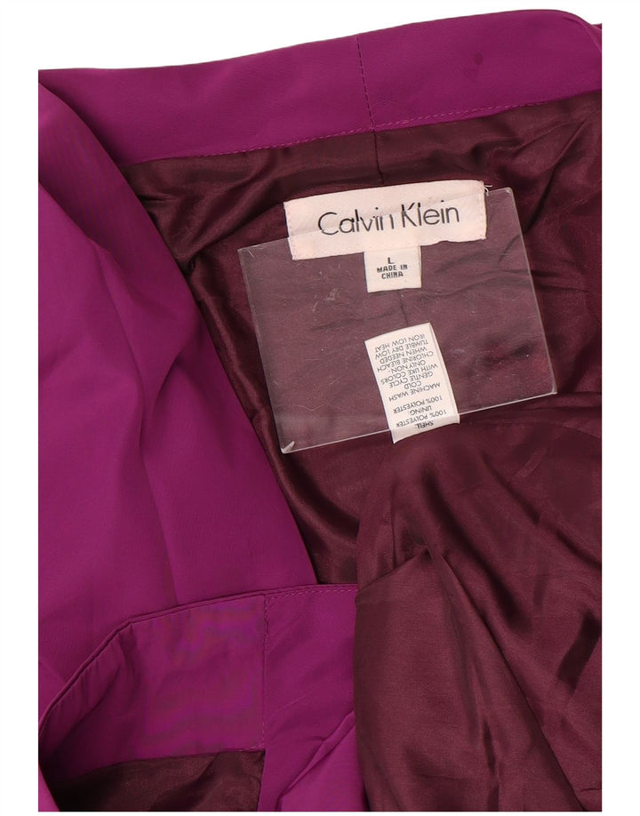 Calvin Klein Womens 3/4 Sleeve Bomber Jacket UK 16 Large Purple Polyester