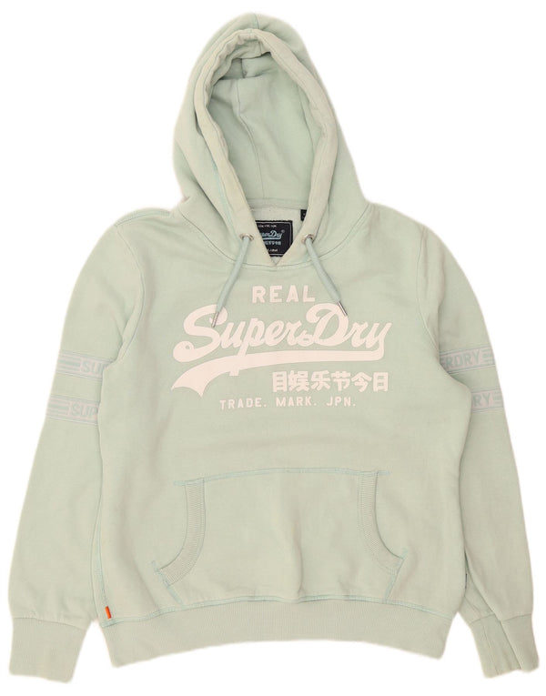 Superdry Damen-Kapuzenpullover mit Grafik, UK 14, Größe L, Grün, Baumwolle