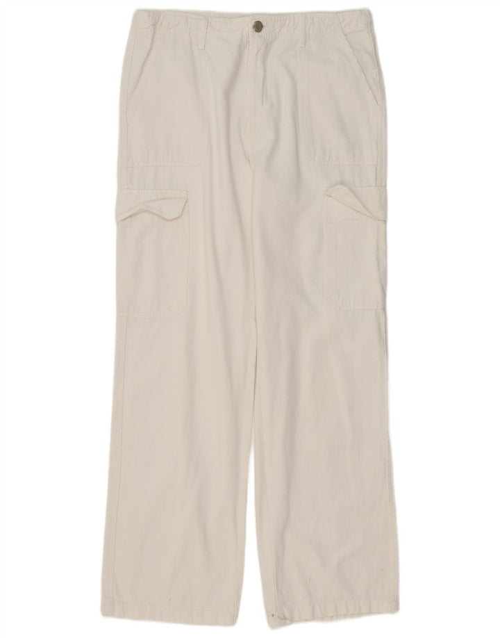 Zara Womens Straight Cargo Trousers EU 42 Large W32 L32 White