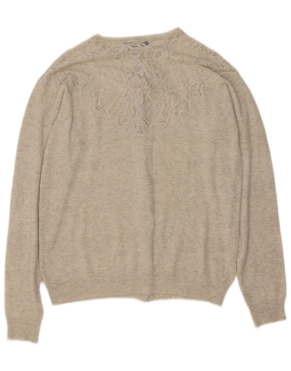 Zara Womens Cardigan Sweater UK 16 Large Beige Flecked