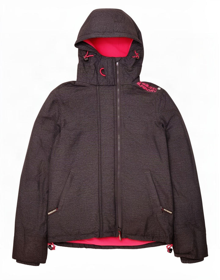 Superdry Veste coupe-vent à capuche Windcheater pour femme UK 14 Gris moyen