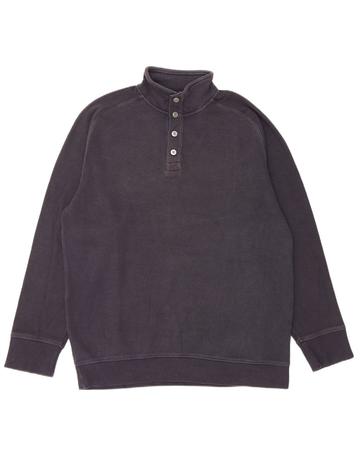 Marks & Spencer Herren-Pullover mit Knopfkragen, Mittelblau