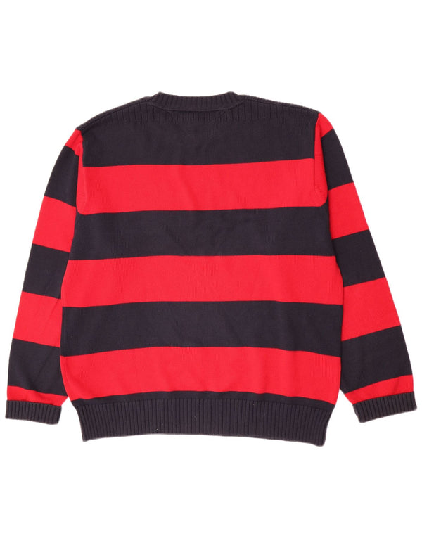 Tommy Hilfiger Herren-Pullover mit Rundhalsausschnitt, 2XL, rot gestreift, Baumwolle