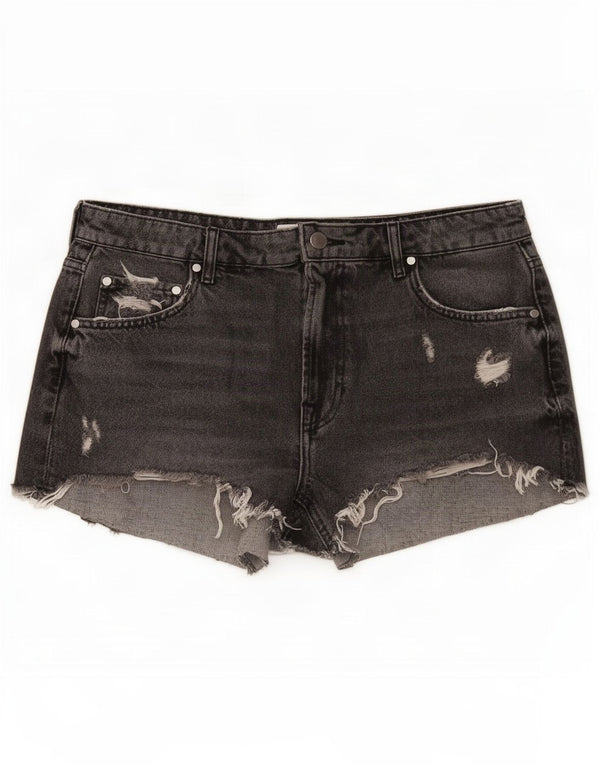 Zara Womens Distressed Denim Shorts EU 42 Large W32 Grå Bomuld