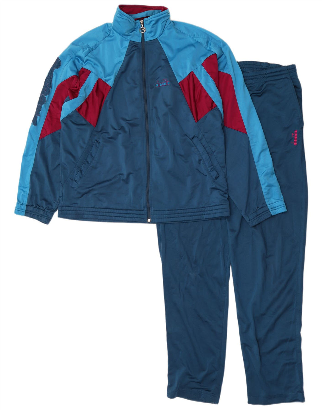 Diadora Mens Graphic Full Tracksuit UK 42 Large Blue Colourblock Polyester