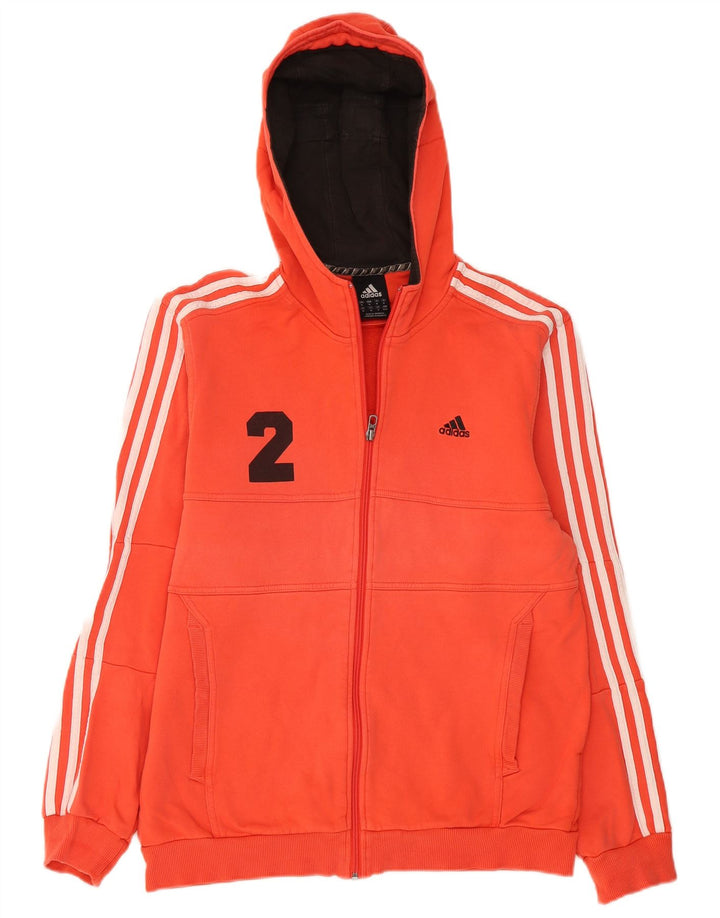 Adidas Pull à capuche zippé graphique pour homme en coton rouge moyen