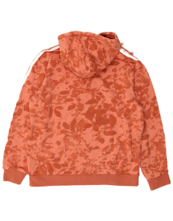 Adidas Womens Graphic Hoodie Jumper UK 12/14 Medium Orange Tie Dye Cotton