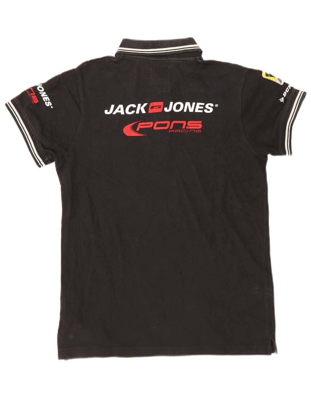 Jack & Jones Mens Graphic Polo Shirt Small Black Cotton