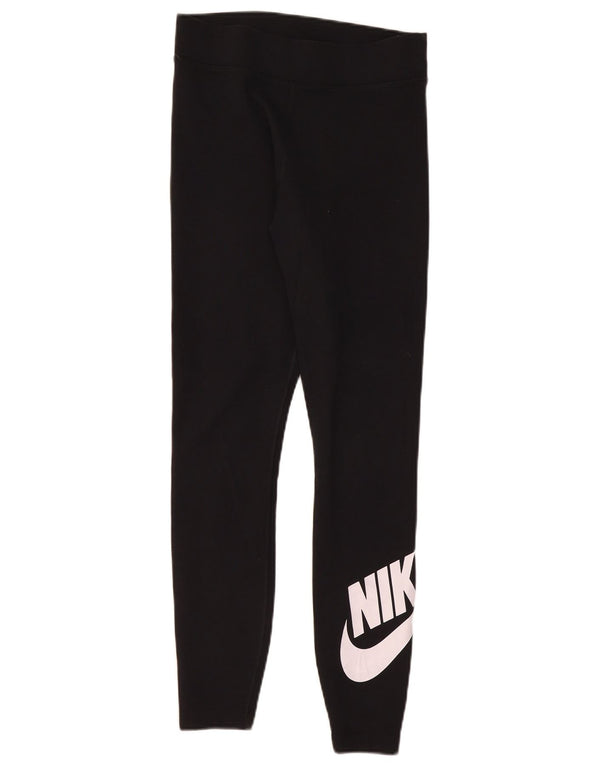 Nike Womens Graphic Leggings UK 12 Mittelschwarze Baumwolle