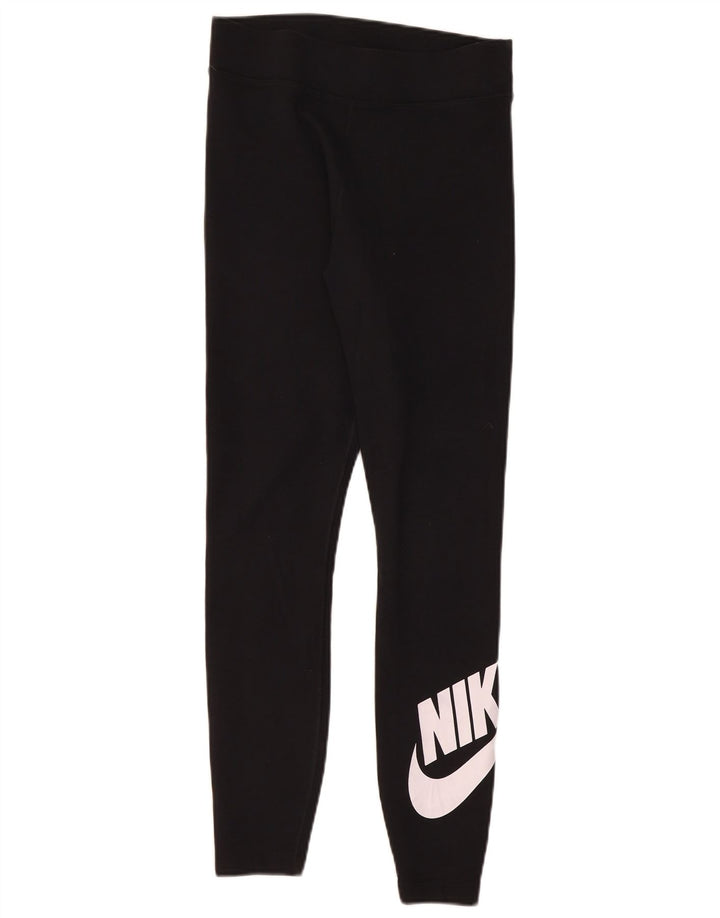 Nike Womens Graphic Leggings UK 12 Mittelschwarze Baumwolle