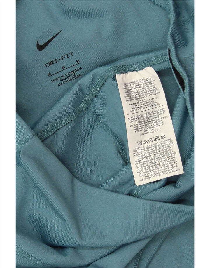 Nike Dame Dri Fit Leggings UK 12 Medium Blue Polyester