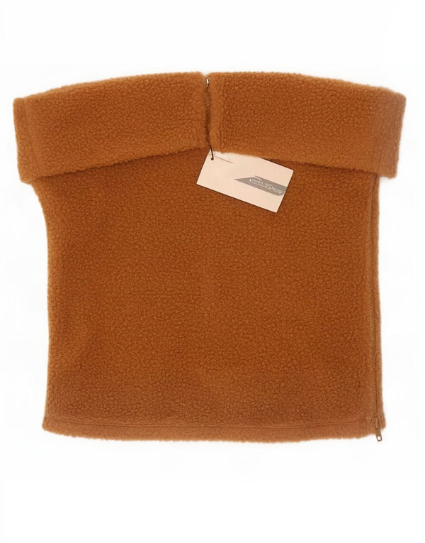 Zara Femme Crop Fleece Top Sans Bretelles UK 18 XL Marron Polyester