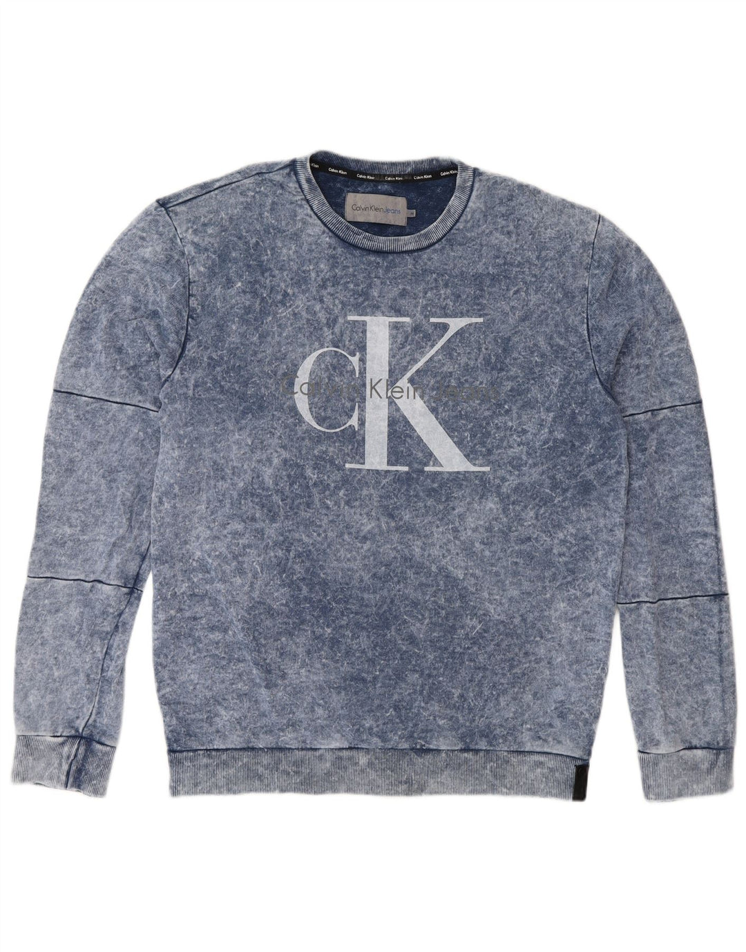 Calvin Klein Jeans Mens Graphic Sweatshirt Jumper Medium Blue Cotton