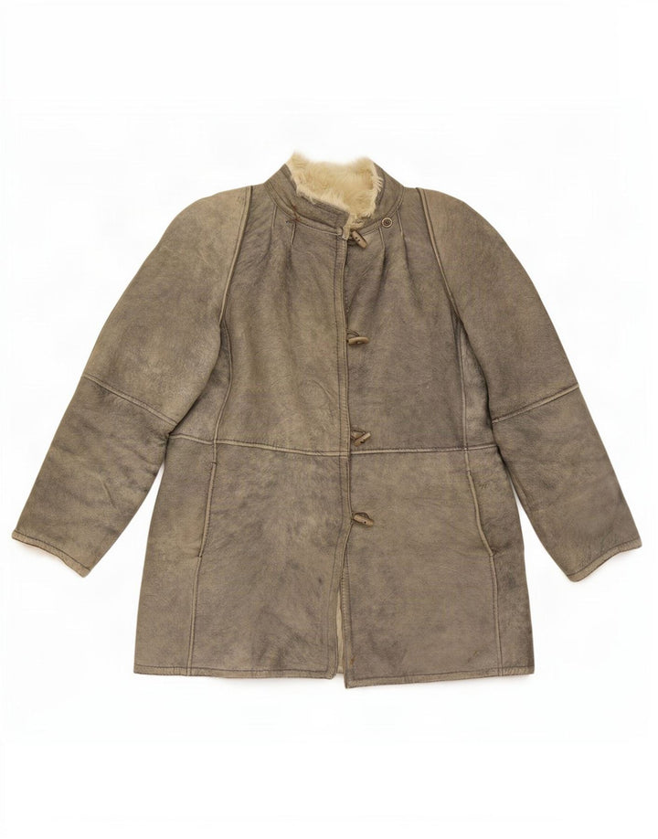 Vintage Womens Shearling Jacket IT 46 Large Grey