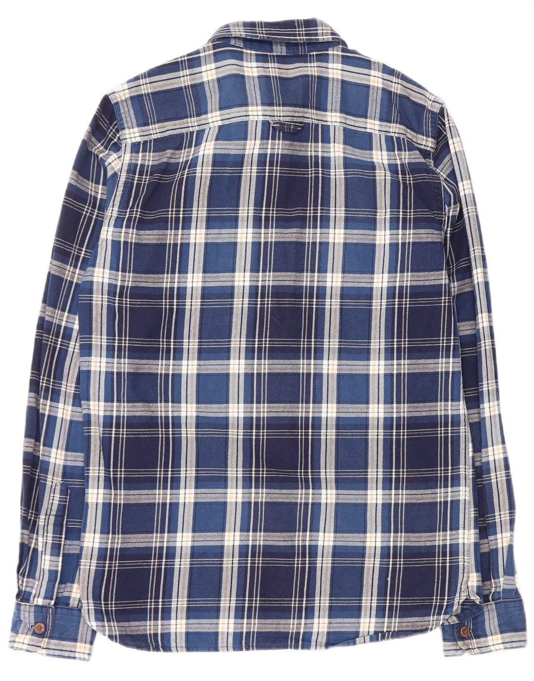SUPERDRY Herren-Flanellhemd, klein, blau kariert, Baumwolle