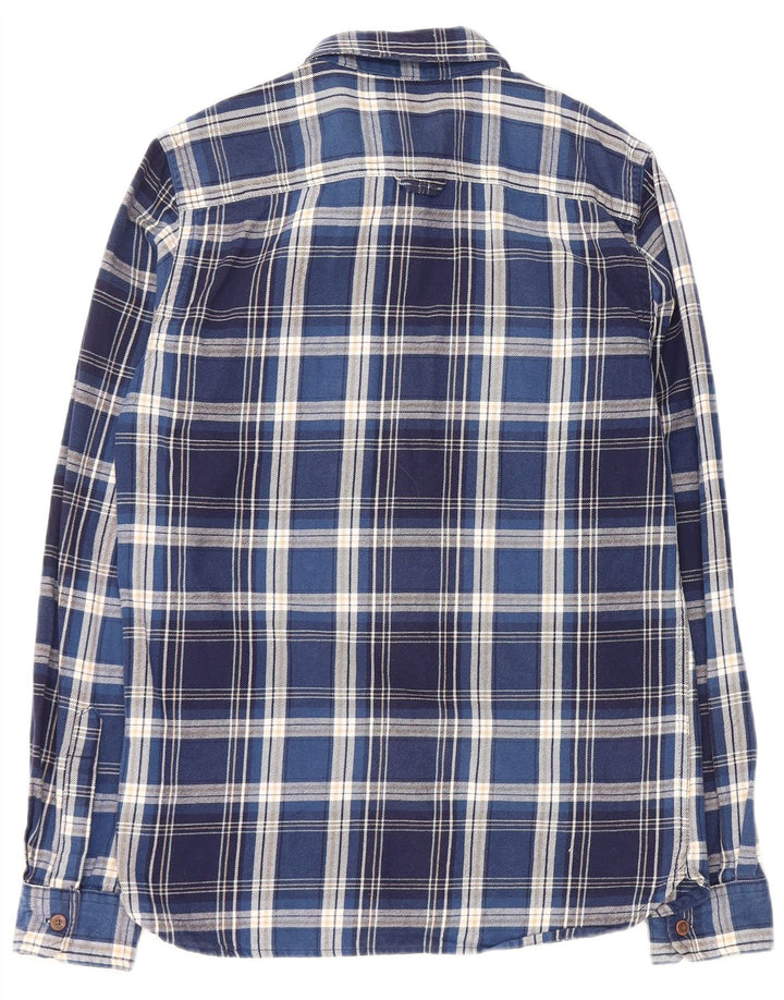 SUPERDRY Herren-Flanellhemd, klein, blau kariert, Baumwolle
