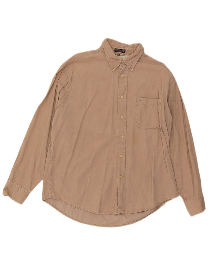 Izod Mens Corduroy Shirt Large Beige Cotton