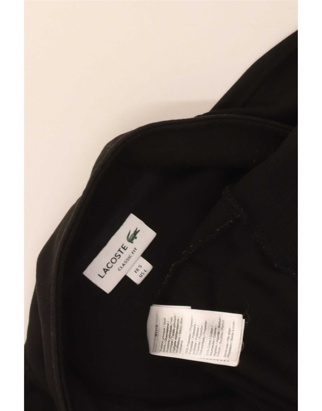 Lacoste Mens Classic Fit Zip Neck Sweatshirt Jumper Size 5 Large Black