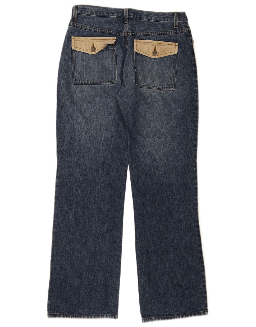 Identic Mens Bootcut Jeans W33 L34 Beige Colourblock Cotton