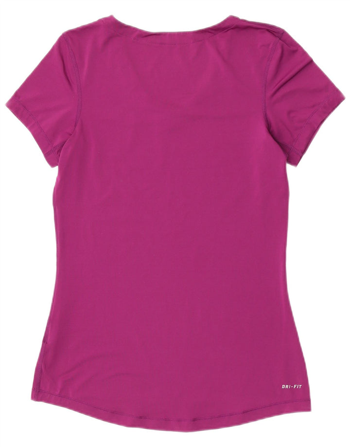 Nike Womens Dri Fit T-Shirt Top UK 12 Medium Purple Polyester