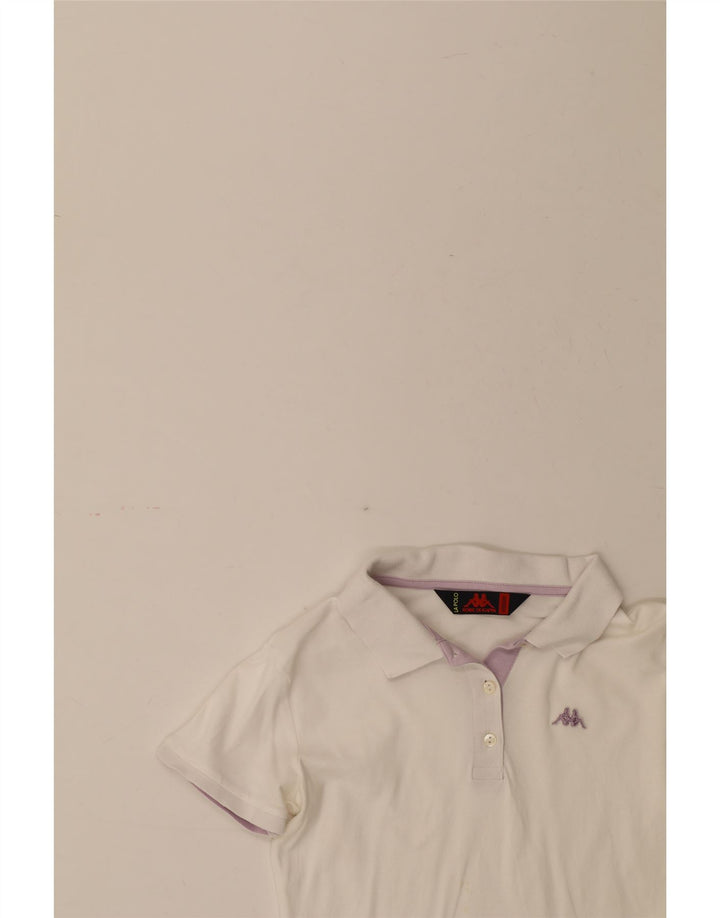 KAPPA Womens Polo Shirt UK 12 Medium White Cotton Vintage Kappa and Second-Hand Kappa from Messina Hembry 