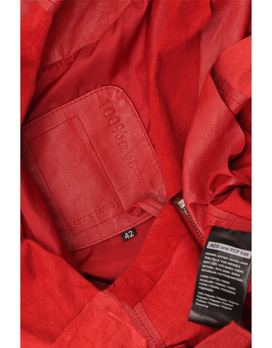 Jaqueta blazer feminina de couro Cigno Nero IT 42 vermelho médio
