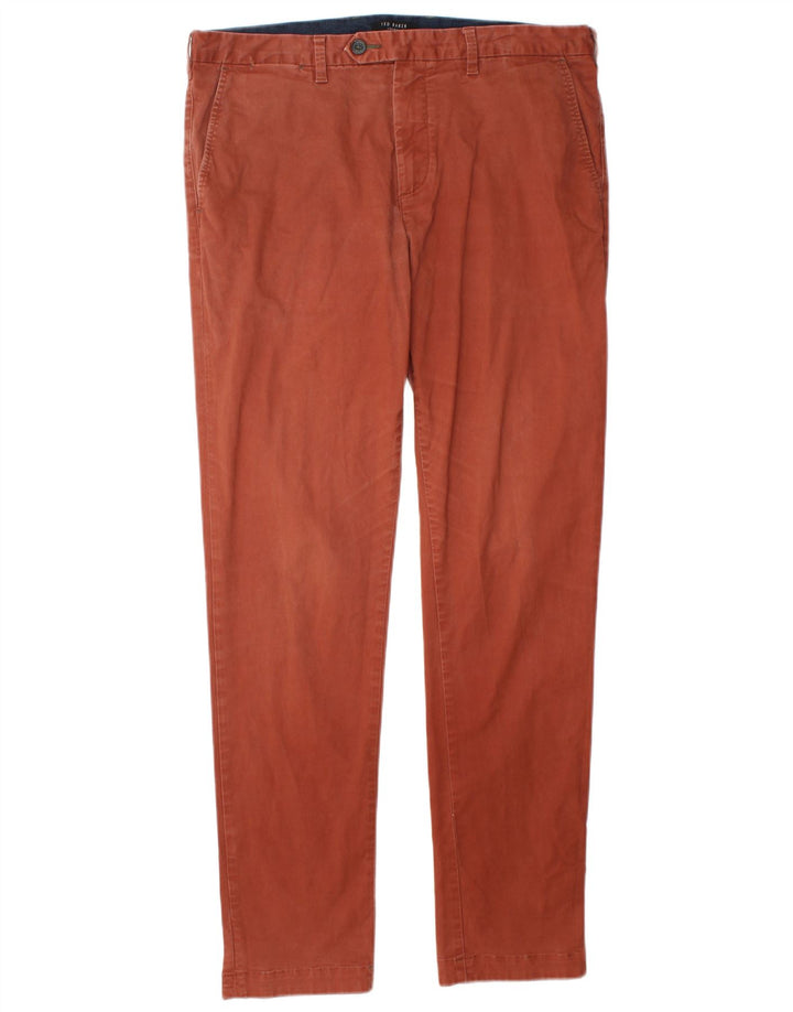 Ted Baker Mens Slim Chino Trousers W34 L33 Brown Cotton