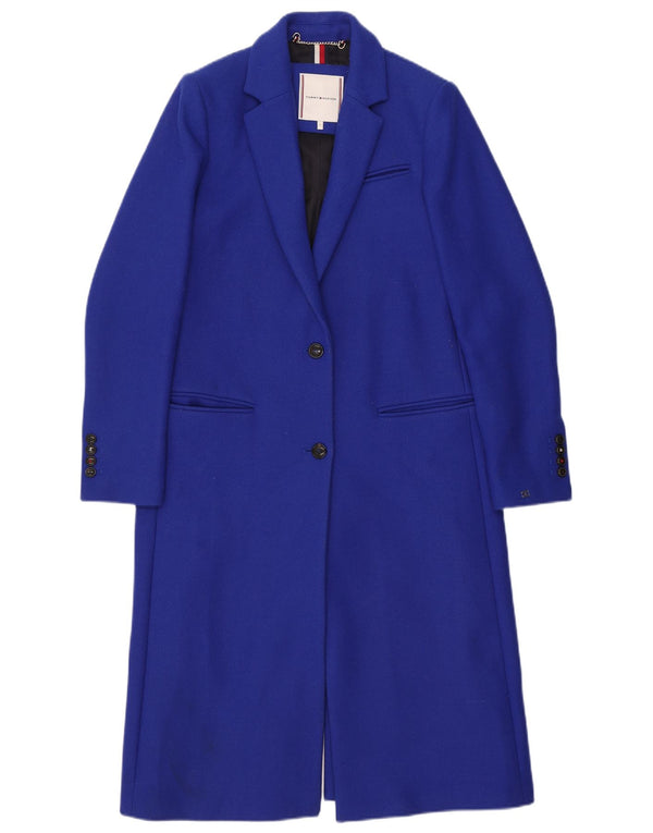 Tommy Hilfiger Womens Overcoat UK 10 Small Blue Wool
