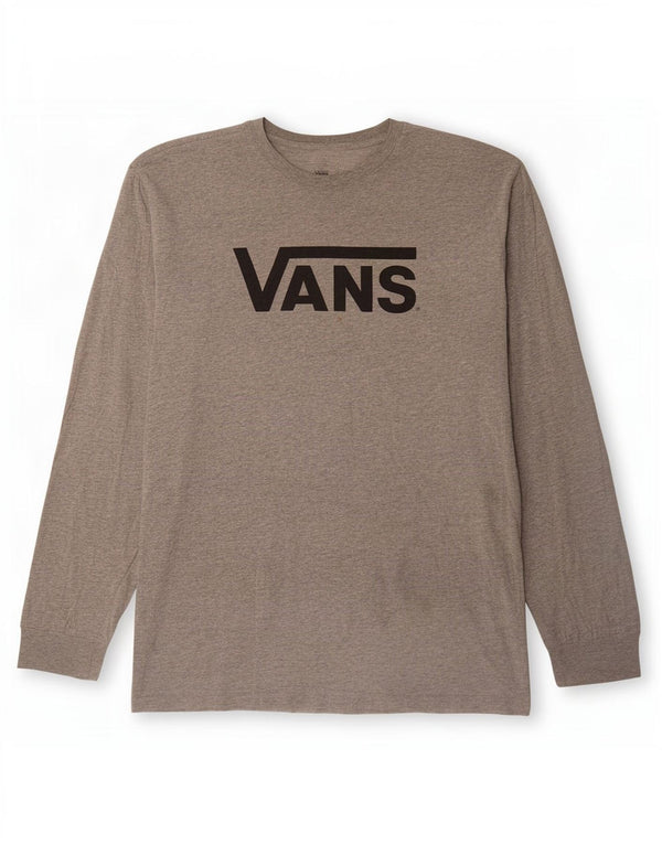 Vans Mens Classic Fit grafikus felső, hosszú ujjú, nagy, szürke foltos pamut
