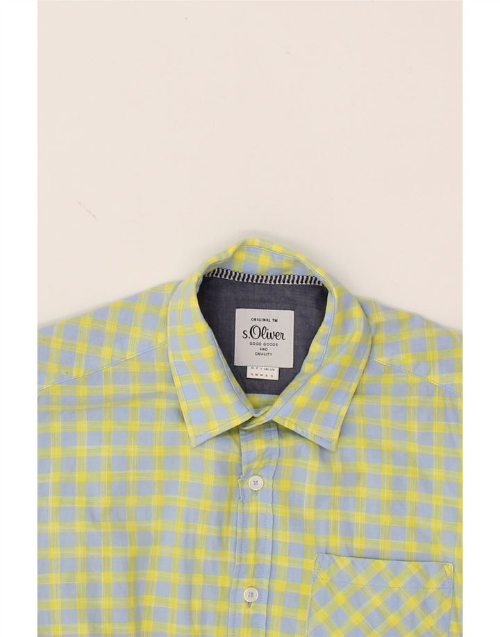 S.OLIVER Mens Short Sleeve Shirt Small Yellow Check Cotton Vintage S.Oliver and Second-Hand S.Oliver from Messina Hembry 