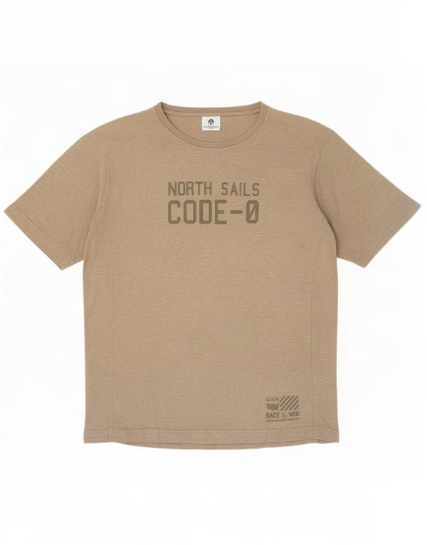 North Sails Mens Graphic T-Shirt Top XL Khaki Cotton