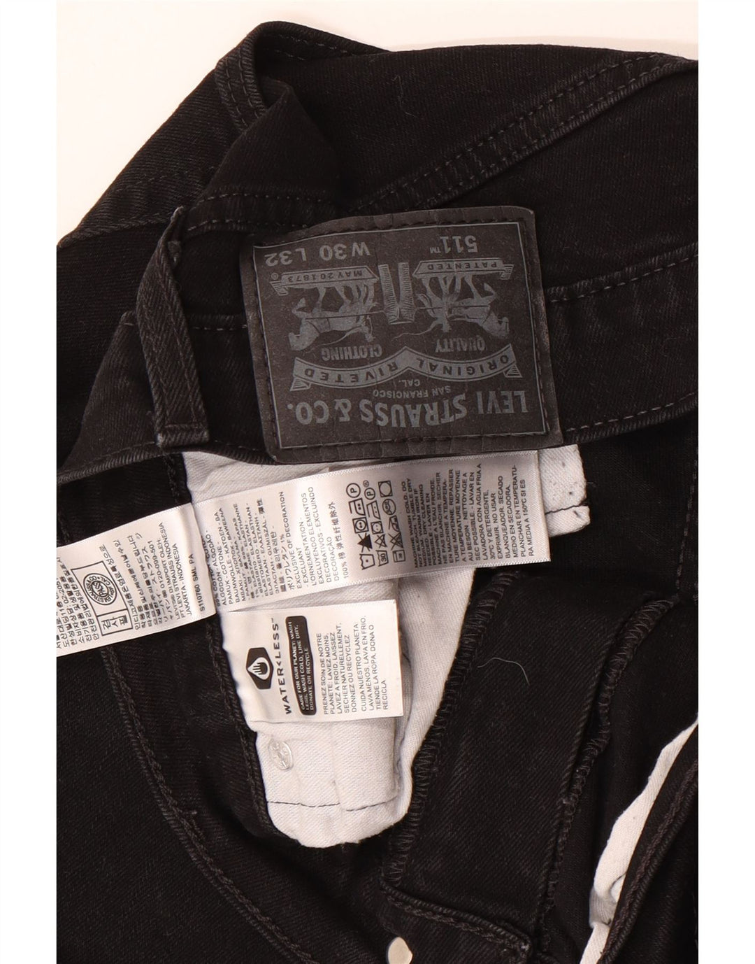 Levi's Herren 511 Slim Jeans W30 L32 schwarze Baumwolle