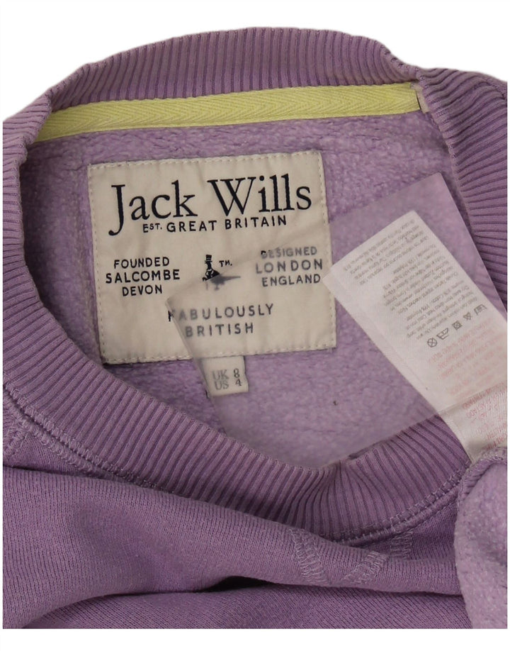 JACK WILLS Womens Crop Oversized Sweatshirt Jumper UK 8 Small Purple