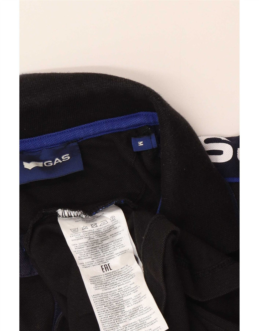 Gas Mens Graphic Polo Shirt Medium Black Colourblock Cotton