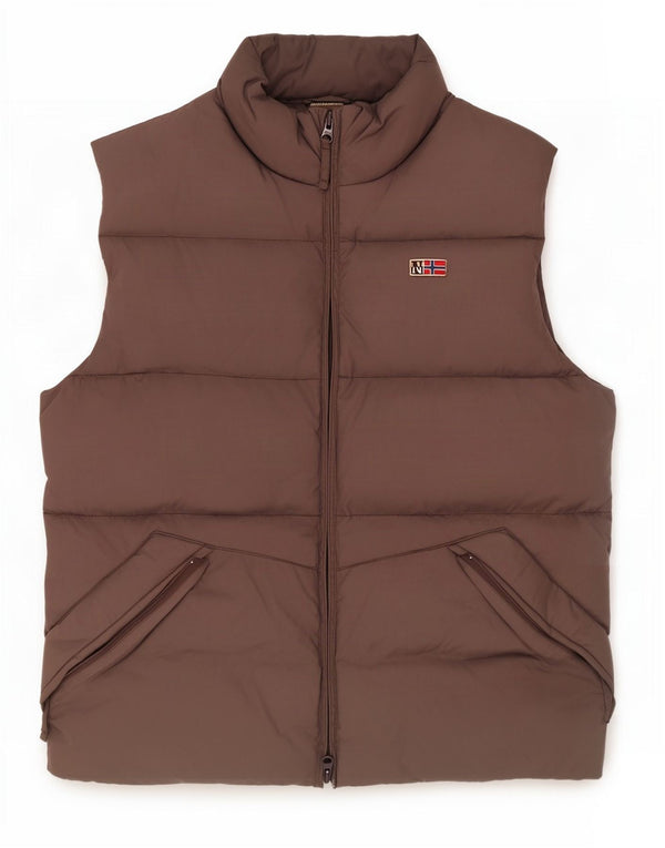 Napapijri Mens Graphic Padded Gilet UK 40 Large Brown Nylon
