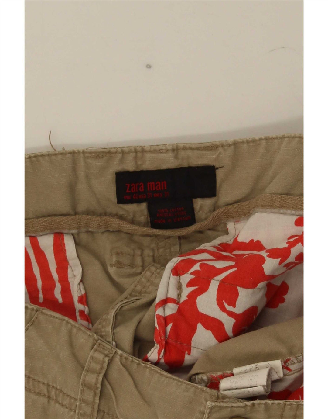 Zara Herren Cargoshorts EU 40 Medium W31 Beige Baumwolle