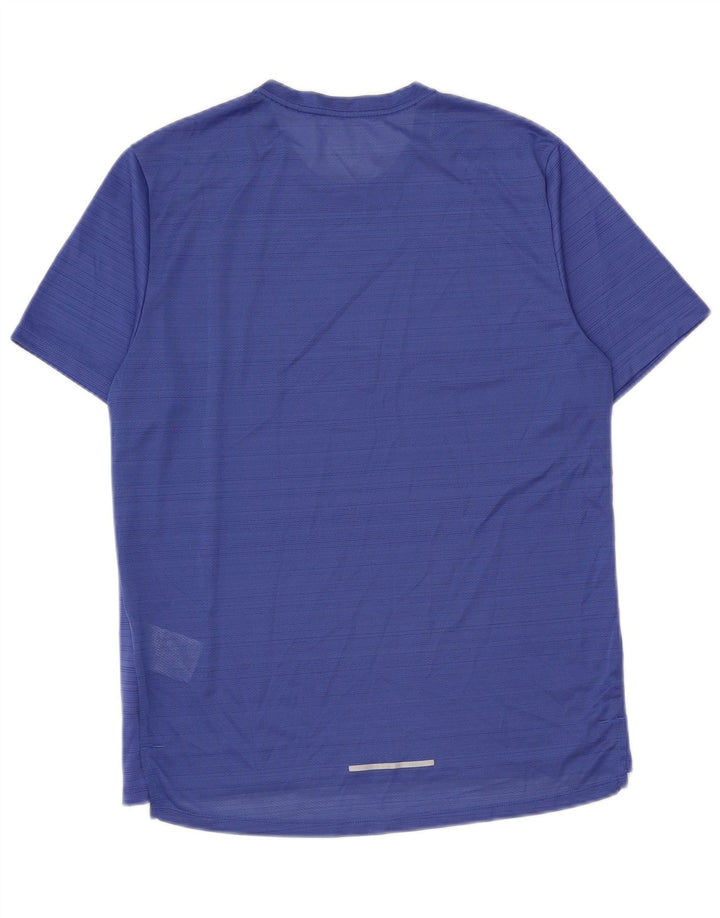 T-shirt Nike da uomo Dri Fit, top in poliestere a righe blu medio