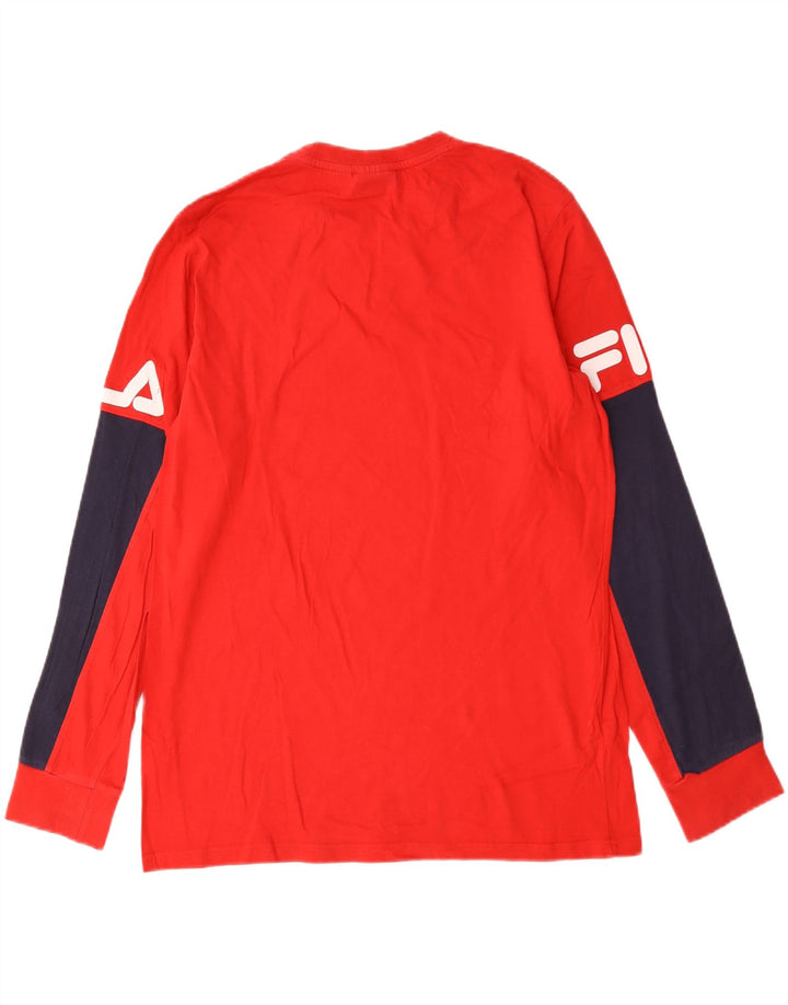 Fila Mens Graphic Top Long Sleeve Large Red Colourblock Cotton