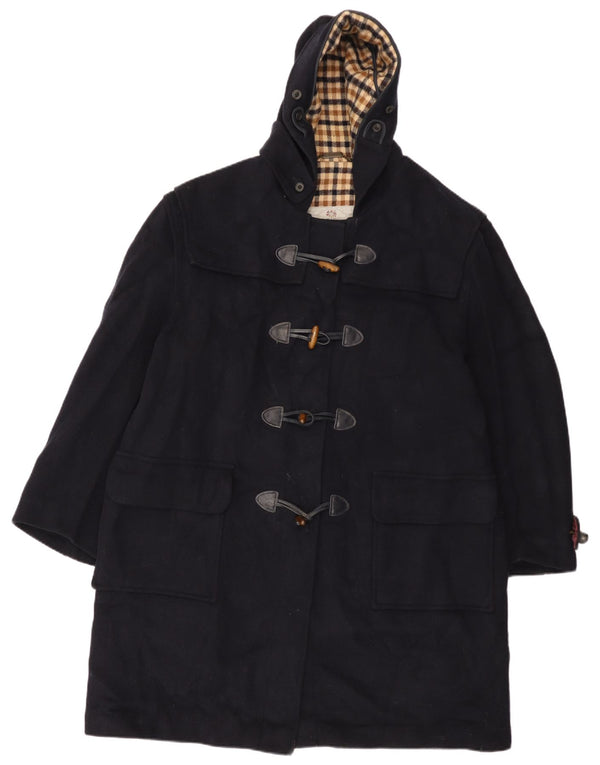 Aquascutum Dame Hætte Oversized Duffle Coat UK 18 XL Marineblå Ny uld