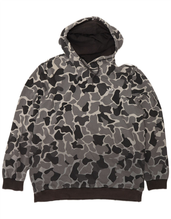 Adidas Mens Hoodie Jumper Large Grey Camouflage