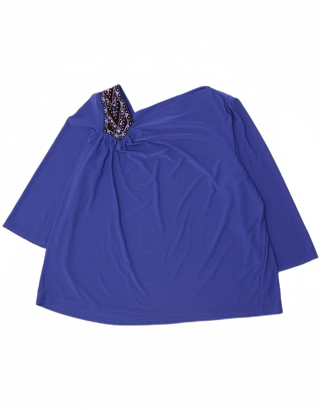 BOB MACKIE Womens Oversized 3/4 Sleeve Blouse Top UK 18 XL Blue Polyester